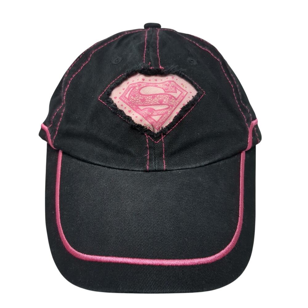 Super Girl Strapback Baseball Cap Black One Size Adjustable Embroidered Logo